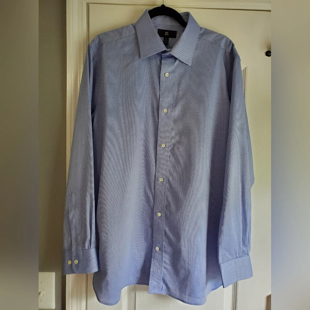NWOT BR Wrinkle Resistant Designed Dress Shirt in Large Blue Texture Color